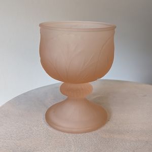 Vintage Pink Frosted Glass Goblet